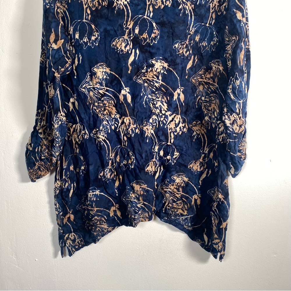 Soft Surroundings Blue Floral Print Rayon Blouse Women’s XL Boho Tunic Top - Picture 4 of 9